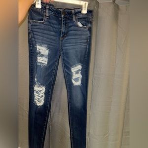 Dark Wash American Eagle Jeans with Holes